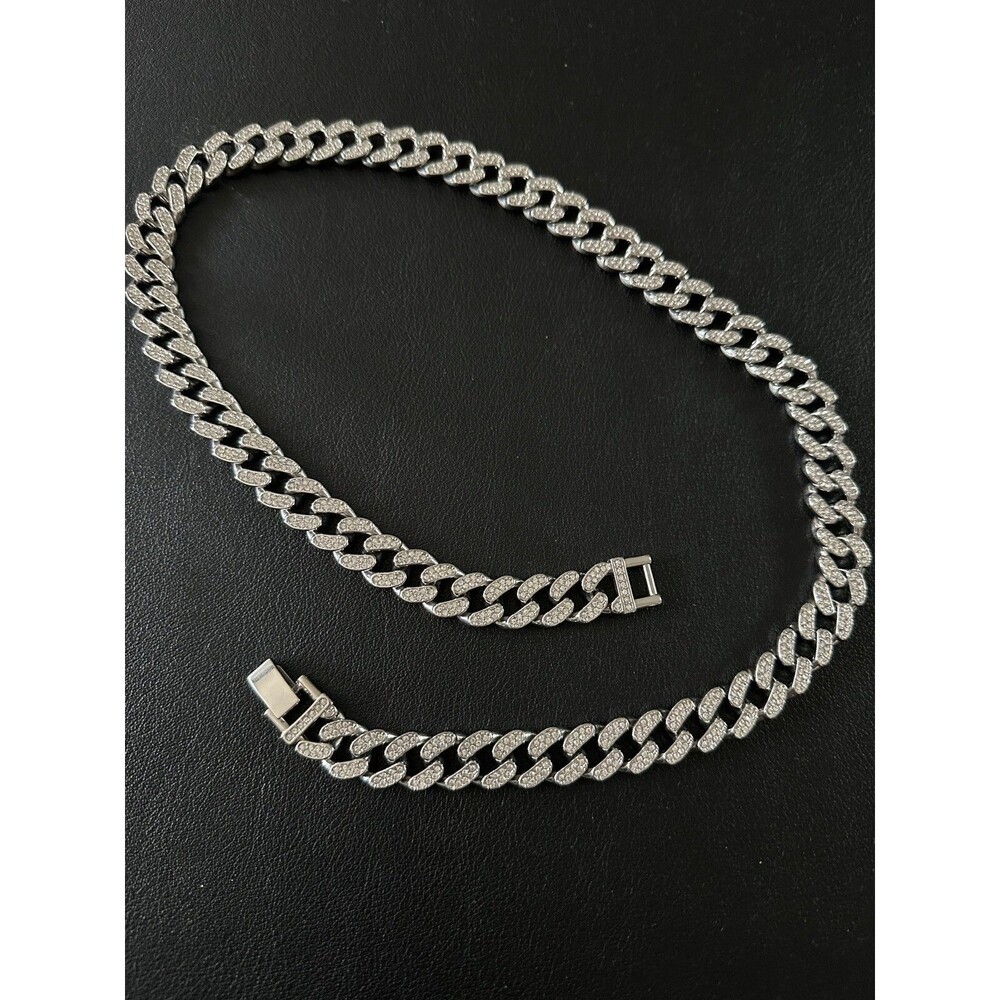 Men’s Chain Necklace With Embroidered Crystals Fashion Jewelry